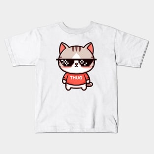 cute Thug cat Life Kids T-Shirt